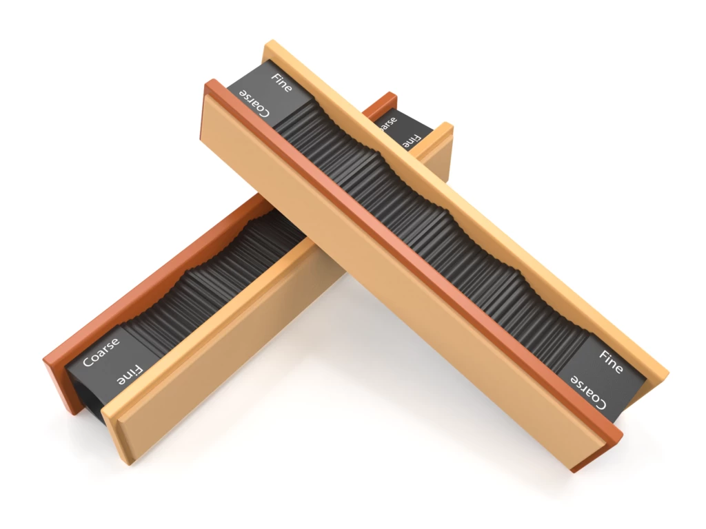 Wicked Edge Set Van Blanke Lederen Strops - Slijpaccessoire 3 Wicked Edge Set Van Blanke Lederen Strops - Slijpaccessoire