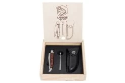 Laguiole Style De Vie Zakmes Rozenhout Aanzetstaal Met Lederen Etui